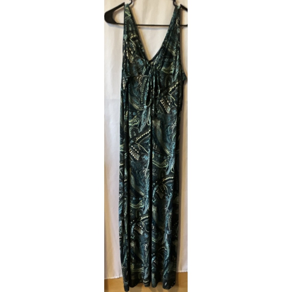 Dots 1X Maxi Dress Paisley Print Blue Sleeveless V-Neck